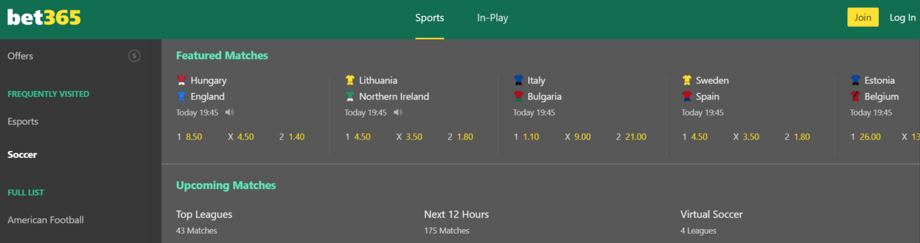 bet365 interface