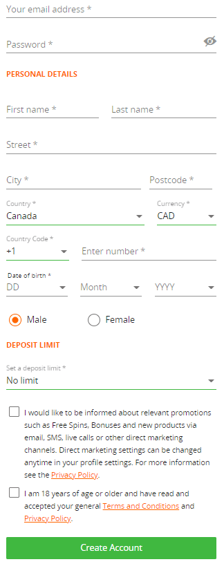 how to register on betsson canada